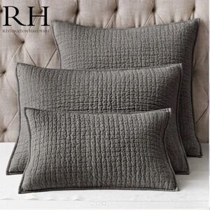 Restoration Hardware set of two Vintage Quilted Linen Pillow Sham standard size